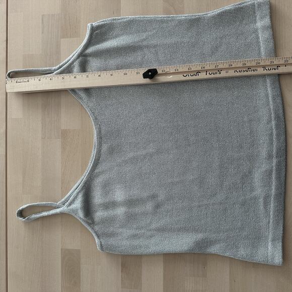 St John Evening Tank Top Womens Large Silver Metallic Knit Camisole Usa Made - Picture 9 of 9